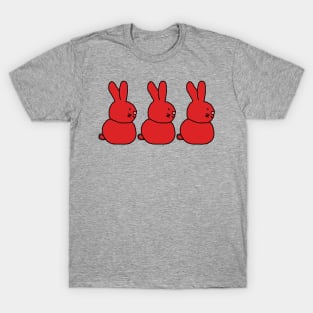 Three Red Easter Bunnies T-Shirt